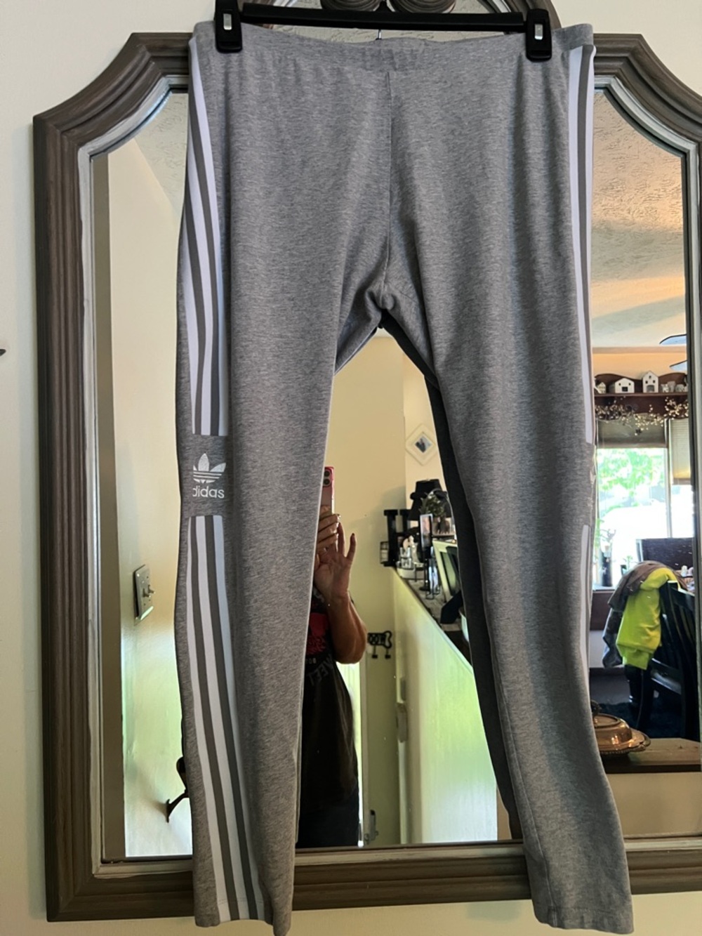 adidas Gray Leggings with White Side Stripes